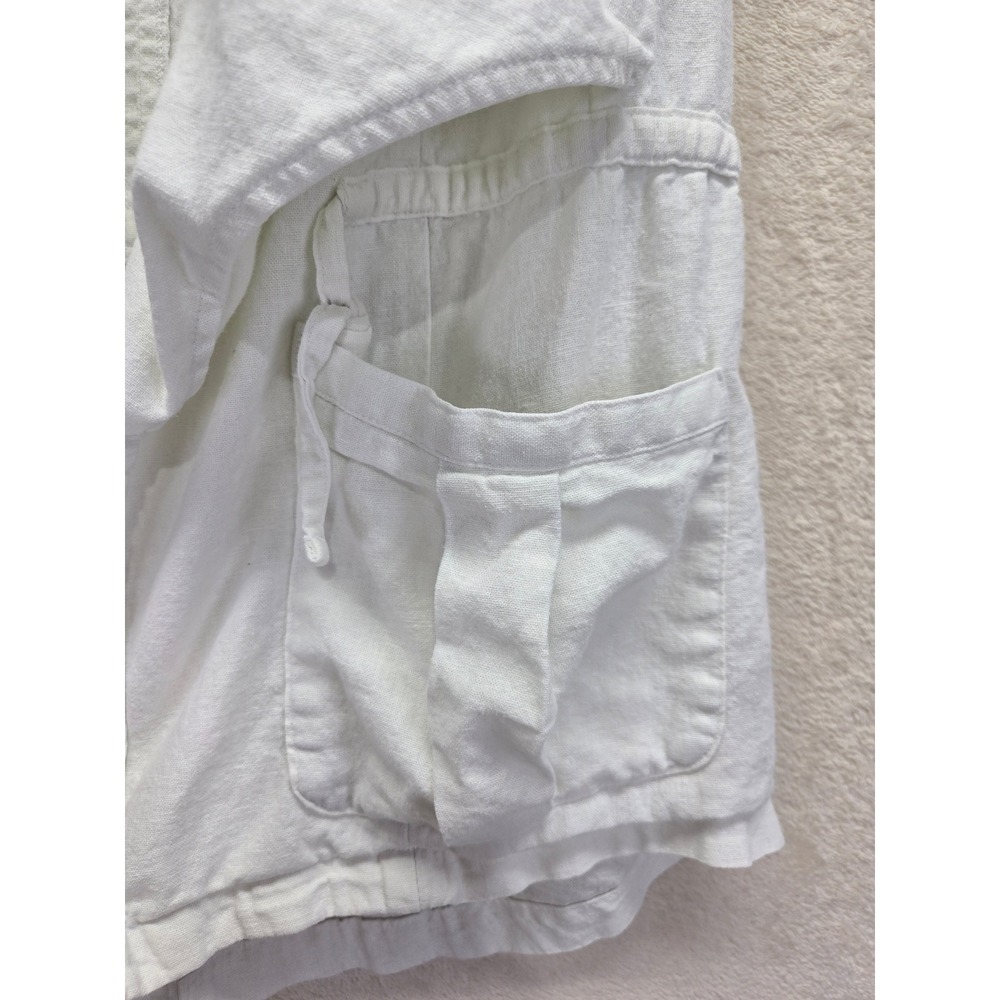Juicy Couture White‎ Linen Blend Utility Vest Cargo Draped Open Small Safari - Picture 3 of 5